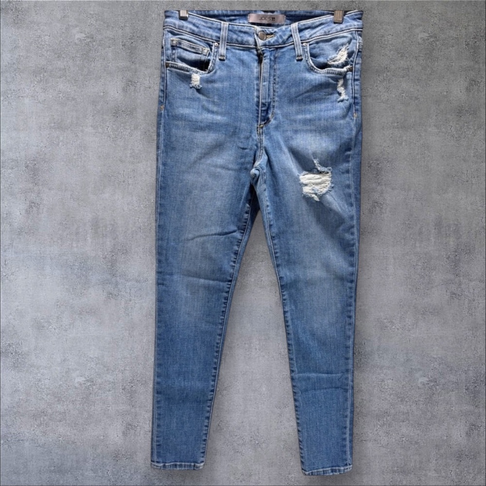 JOE’S High Waist Classic 5pocket Distressed Blue Wash Skinny Jeans Womens Sz 27